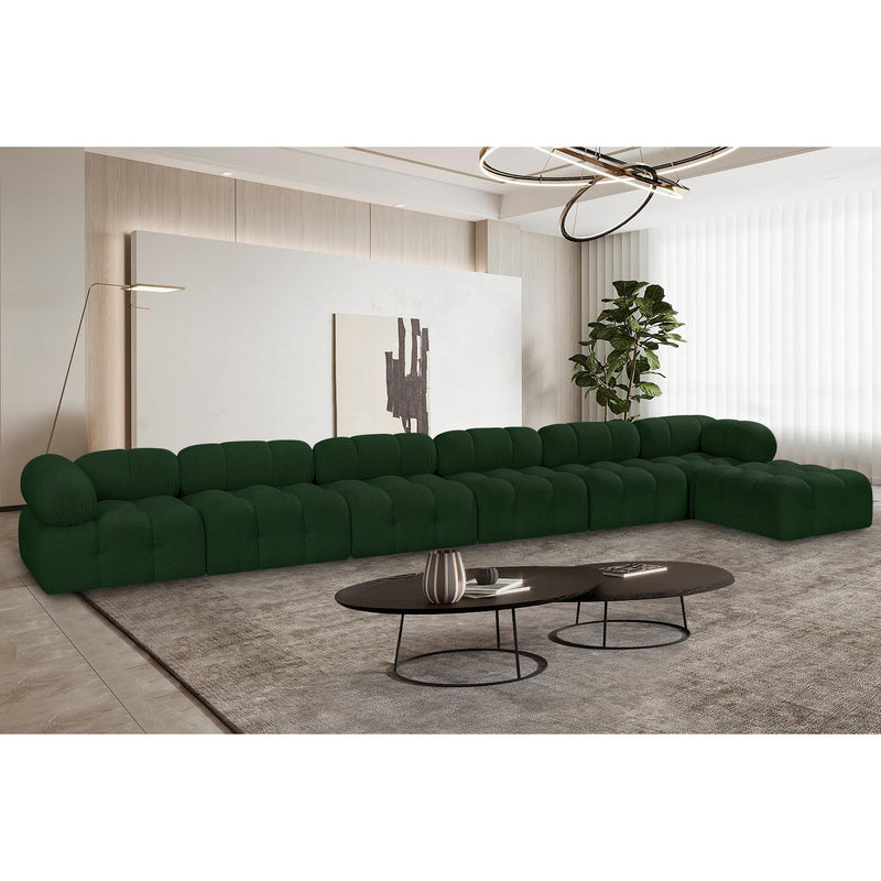 Meridian Ames Green Boucle Fabric Modular Sectional IMAGE 2