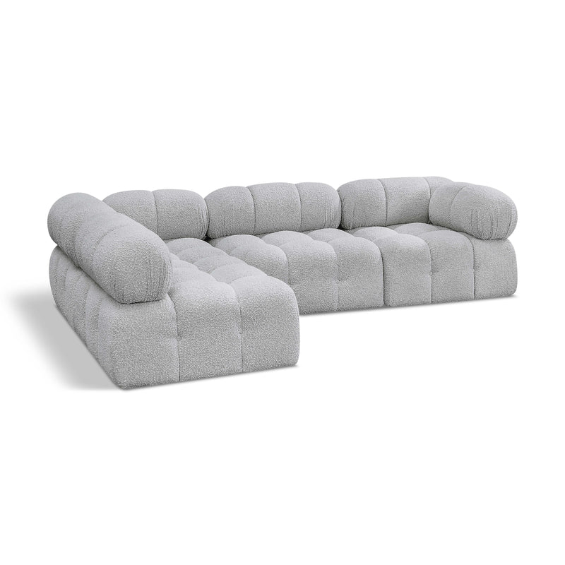 Meridian Ames Grey Boucle Fabric Modular Sectional IMAGE 1