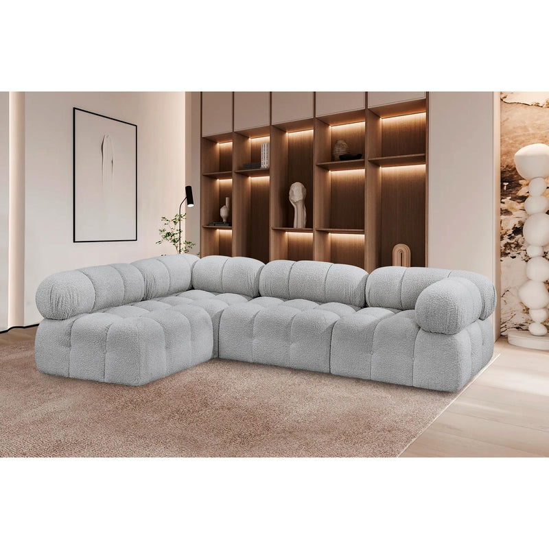 Meridian Ames Grey Boucle Fabric Modular Sectional IMAGE 2