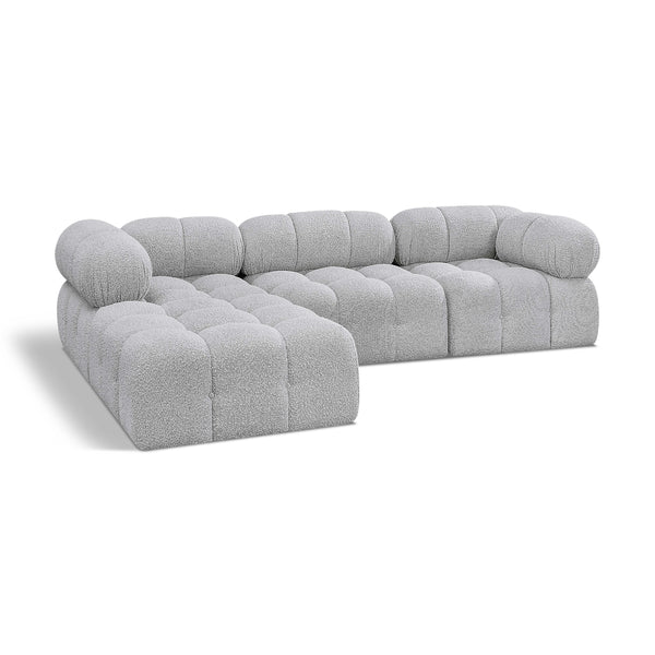 Meridian Ames Grey Boucle Fabric Modular Sectional IMAGE 1