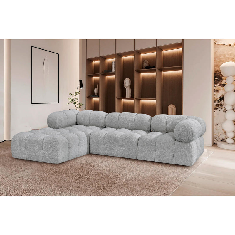 Meridian Ames Grey Boucle Fabric Modular Sectional IMAGE 2