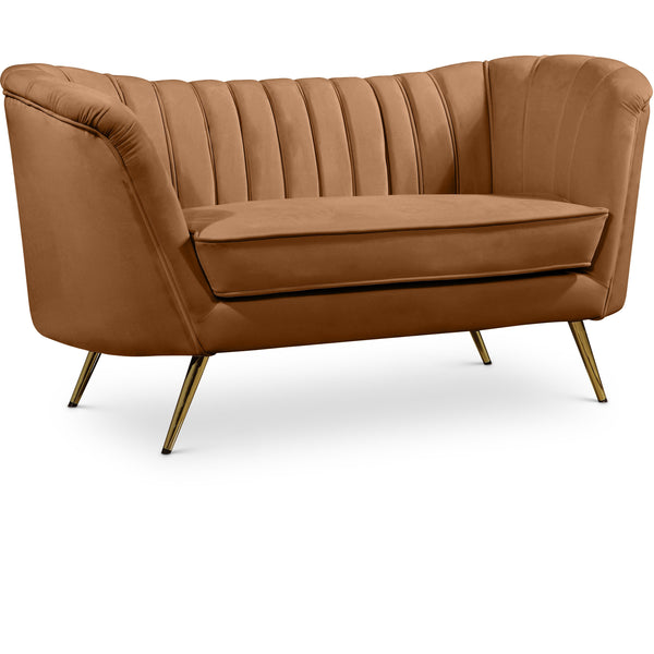 Meridian Margo Saddle Velvet Loveseat IMAGE 1