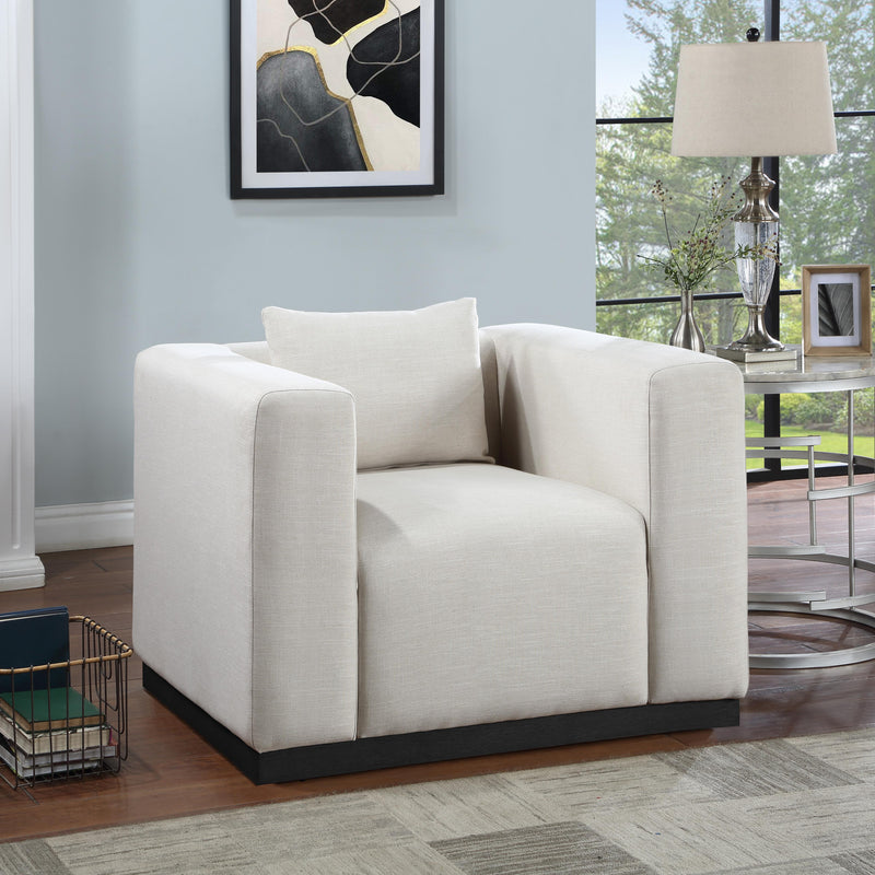 Meridian Alfie Beige Linen Textured Fabic Chair IMAGE 2