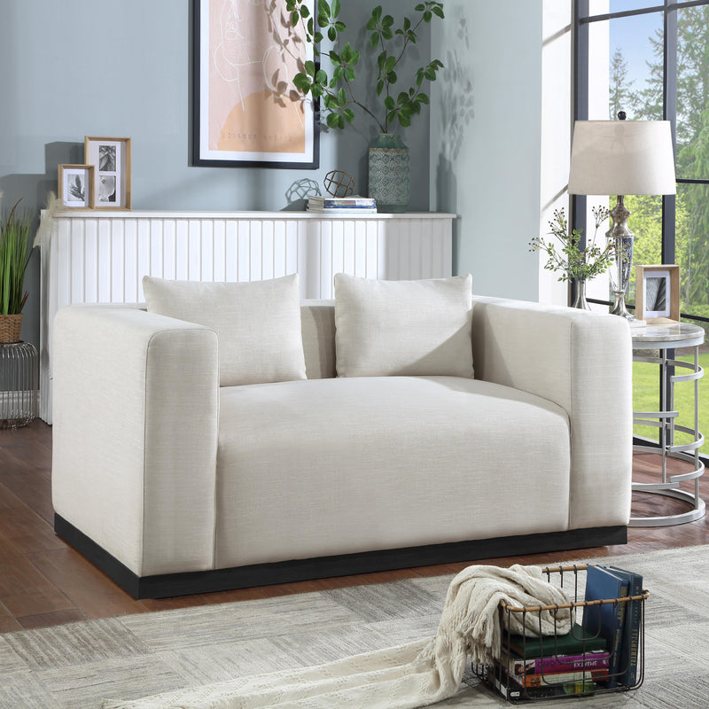 Meridian Alfie Beige Linen Textured Fabic Loveseat IMAGE 2