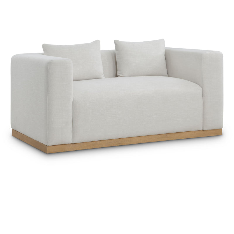 Meridian Alfie Cream Linen Textured Fabic Loveseat IMAGE 1