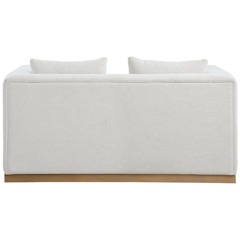 Meridian Alfie Cream Linen Textured Fabic Loveseat IMAGE 3