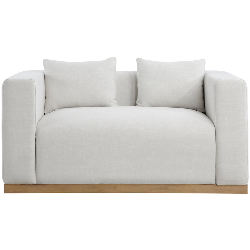 Meridian Alfie Cream Linen Textured Fabic Loveseat IMAGE 4