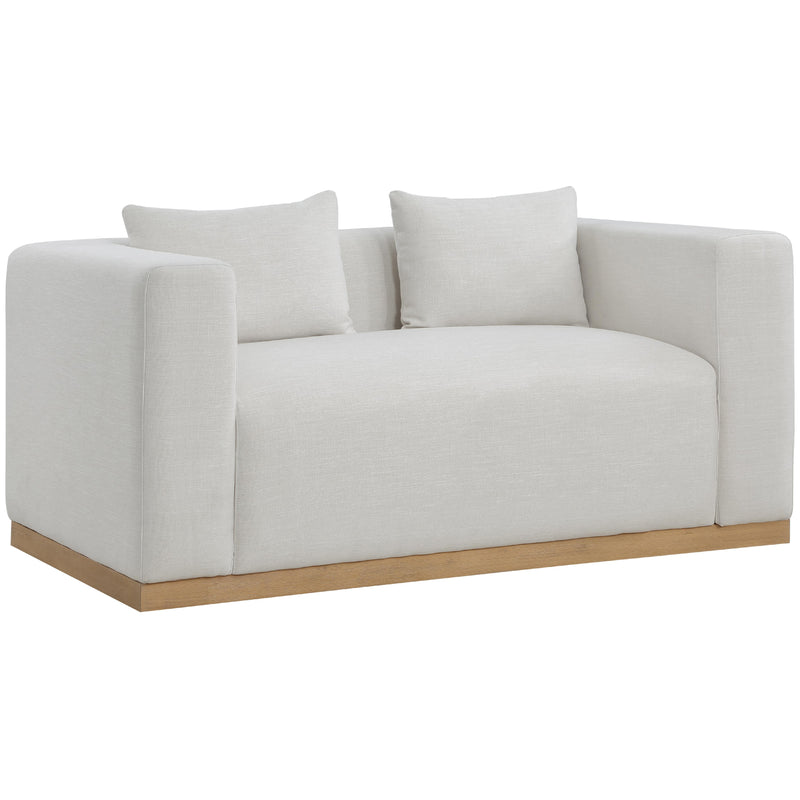 Meridian Alfie Cream Linen Textured Fabic Loveseat IMAGE 8