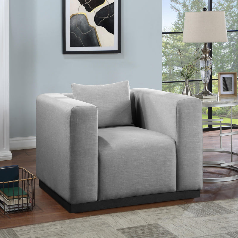 Meridian Alfie Grey Linen Textured Fabic Chair IMAGE 2