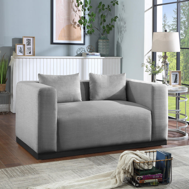 Meridian Alfie Grey Linen Textured Fabic Loveseat IMAGE 2