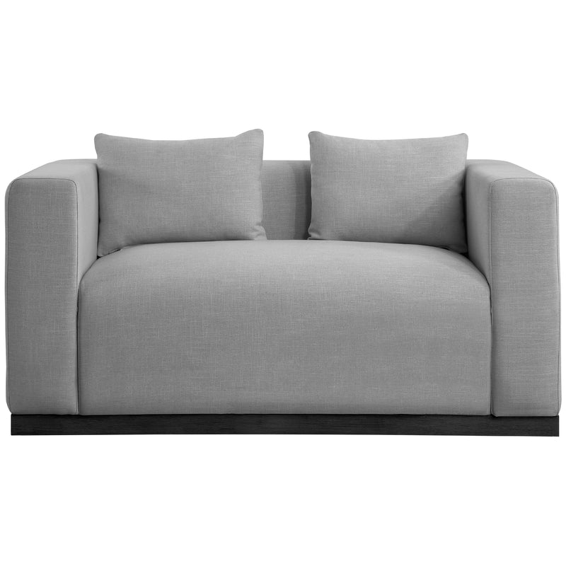 Meridian Alfie Grey Linen Textured Fabic Loveseat IMAGE 4