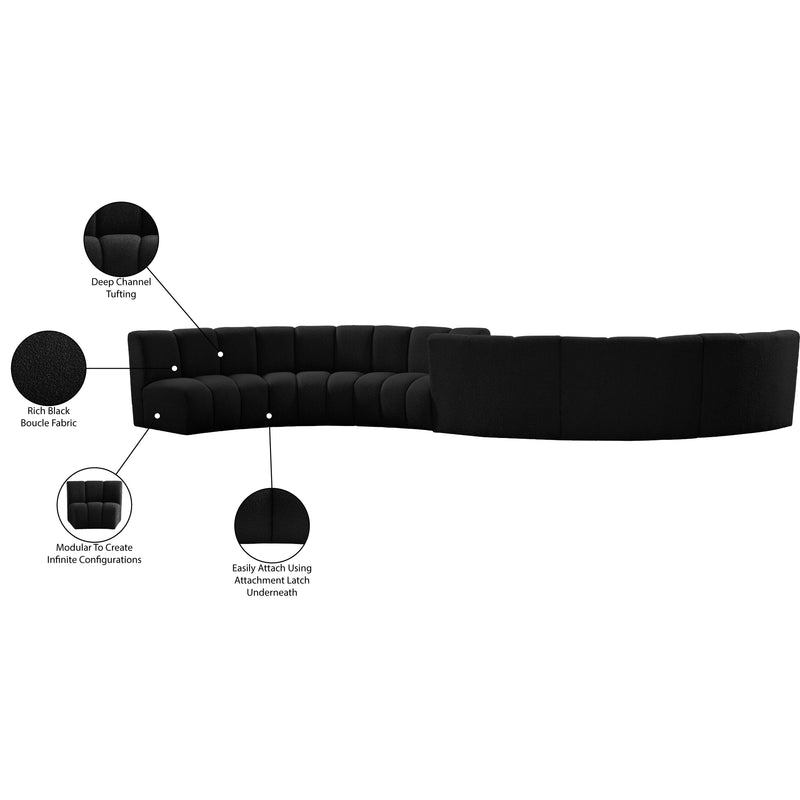Meridian Infinity Black Boucle Fabric 6 pc Modular Sectional IMAGE 13