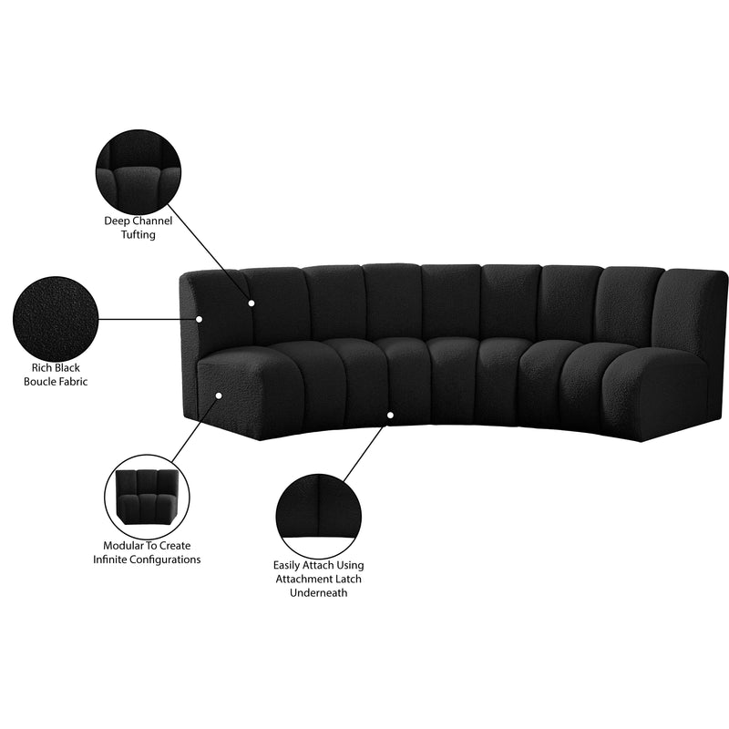 Meridian Infinity Black Boucle Fabric 3pc. Modular Sectional IMAGE 12