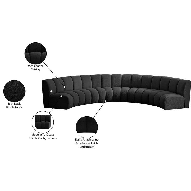 Meridian Infinity Black Boucle Fabric 5pc. Modular Sectional IMAGE 12