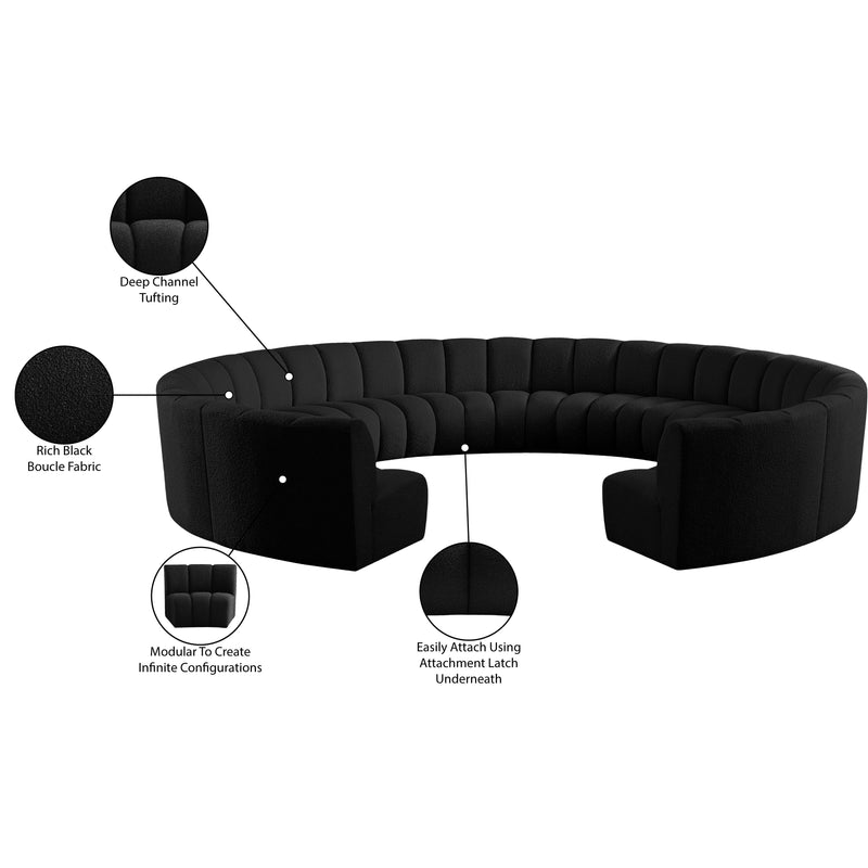 Meridian Infinity Black Boucle Fabric 11 pc Modular Sectional IMAGE 12