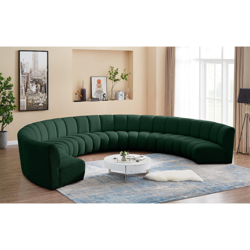 Meridian Infinity Green Boucle Fabric 8pc. Modular Sectional IMAGE 2