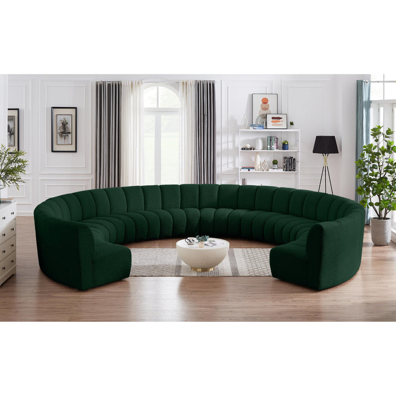 Meridian Infinity Green Boucle Fabric 10pc. Modular Sectional IMAGE 2