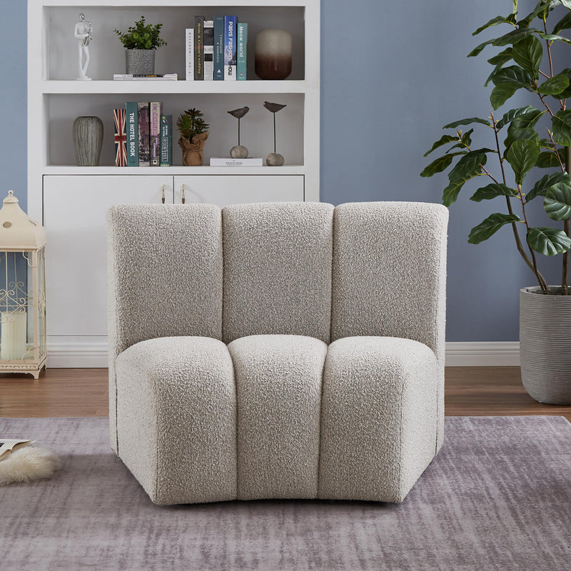 Meridian Infinity Brown Boucle Fabric Modular Chair IMAGE 2