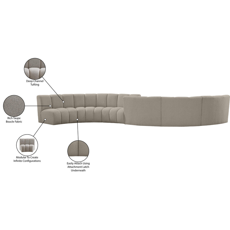Meridian Infinity Brown Boucle Fabric 6 pc Modular Sectional IMAGE 13