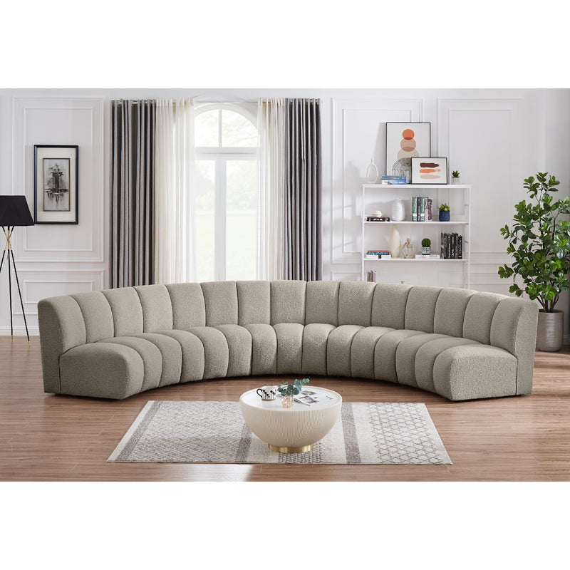 Meridian Infinity Brown Boucle Fabric 5pc. Modular Sectional IMAGE 2