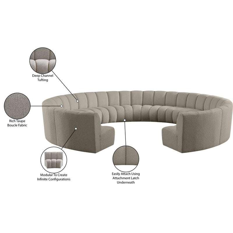 Meridian Infinity Brown Boucle Fabric 11 pc Modular Sectional IMAGE 12