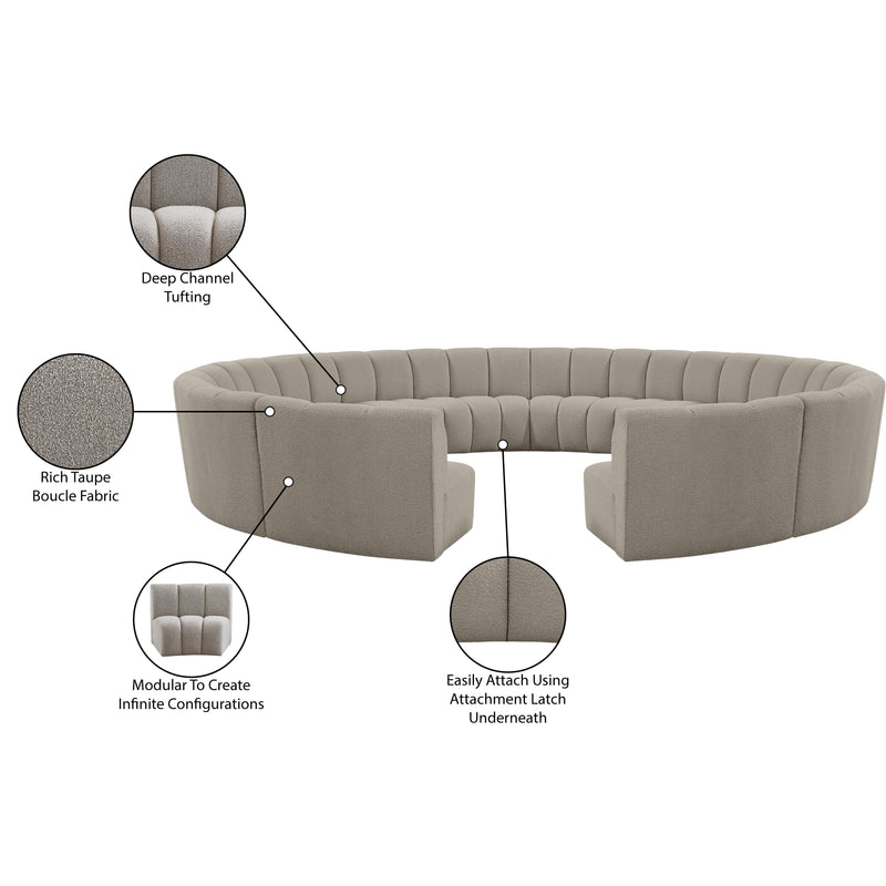 Meridian Infinity Brown Boucle Fabric 12 pc Modular Sectional IMAGE 12