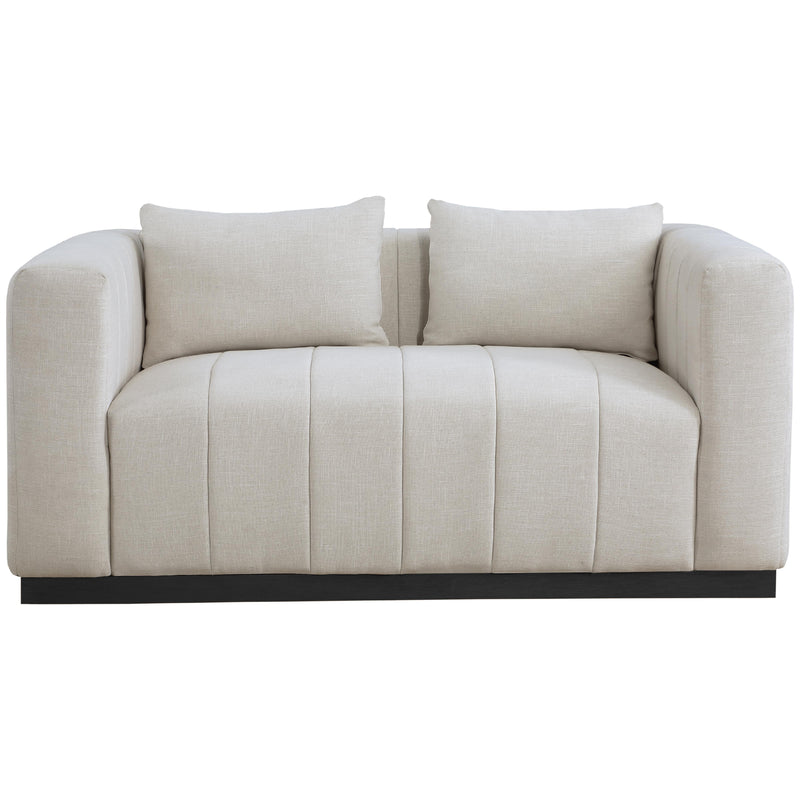 Meridian Lucia Beige Linen Textured Fabric Loveseat IMAGE 4