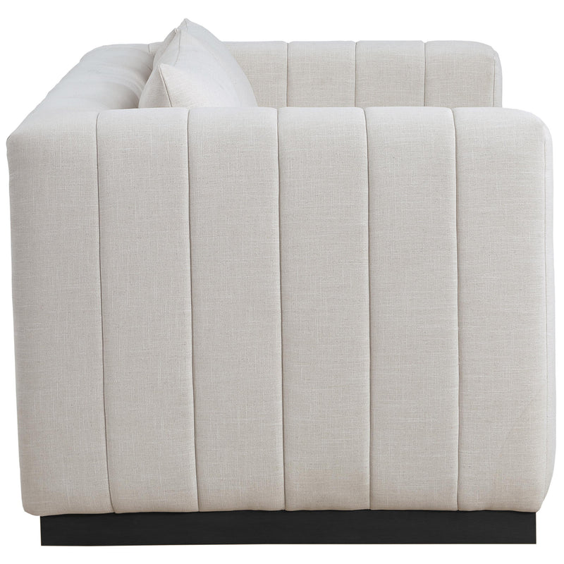 Meridian Lucia Beige Linen Textured Fabric Loveseat IMAGE 5