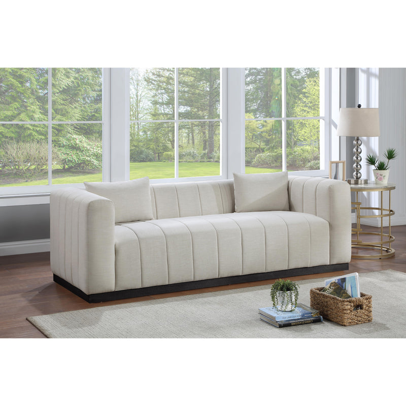 Meridian Lucia Beige Linen Textured Fabric Sofa IMAGE 2