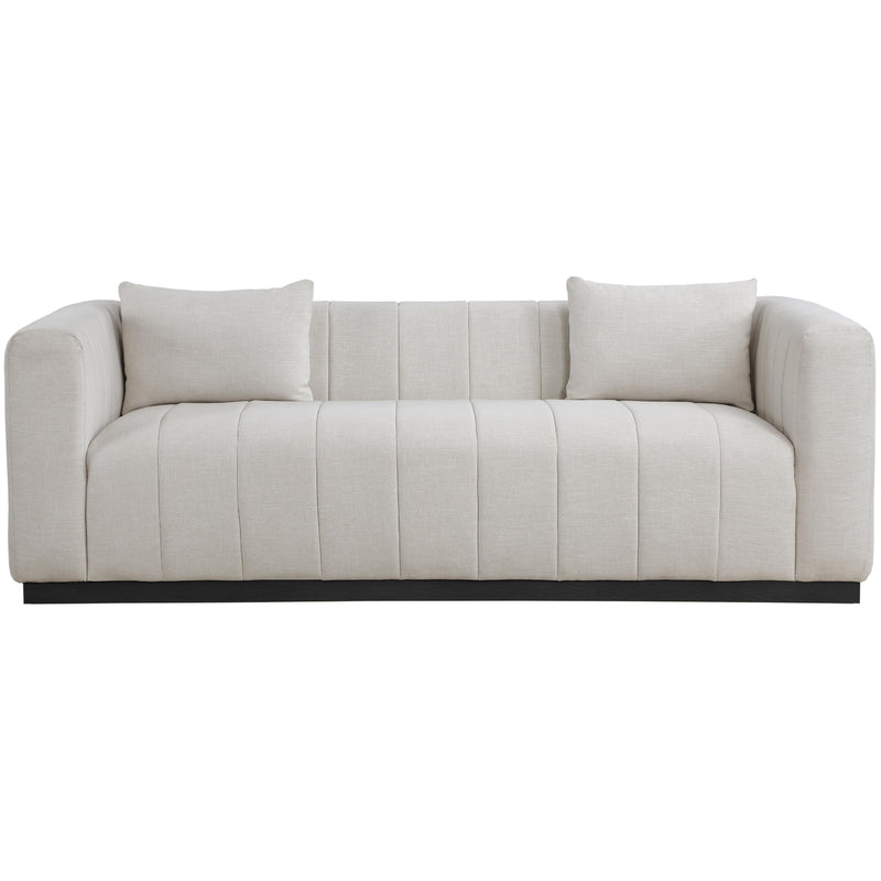 Meridian Lucia Beige Linen Textured Fabric Sofa IMAGE 4