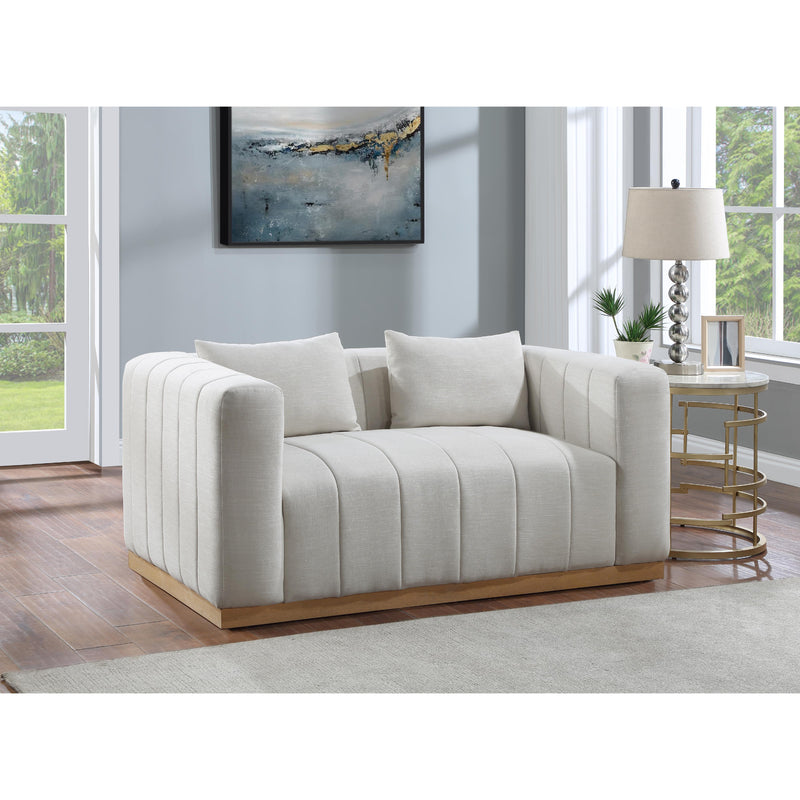 Meridian Lucia Cream Linen Textured Fabric Loveseat IMAGE 2