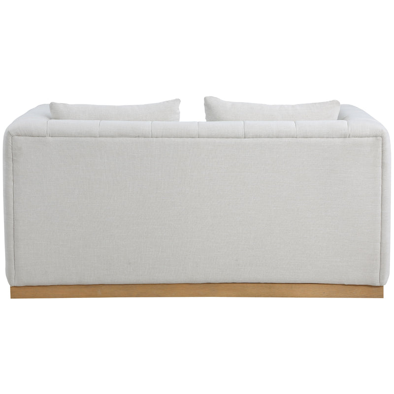 Meridian Lucia Cream Linen Textured Fabric Loveseat IMAGE 3