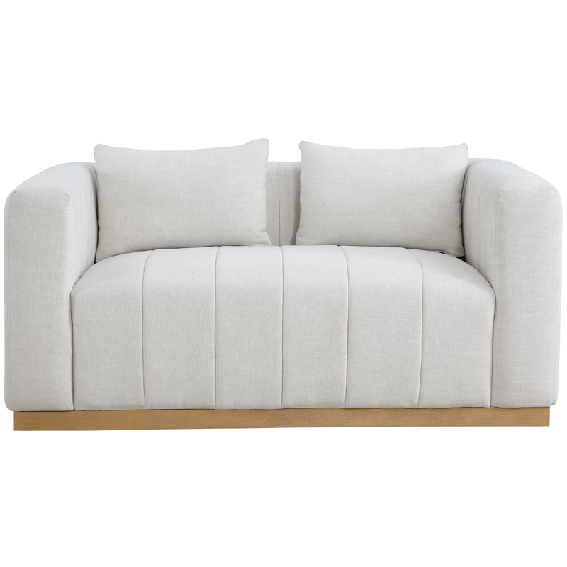 Meridian Lucia Cream Linen Textured Fabric Loveseat IMAGE 4