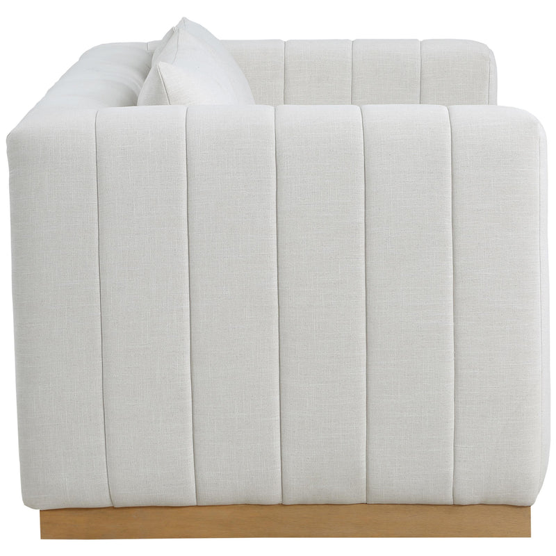 Meridian Lucia Cream Linen Textured Fabric Loveseat IMAGE 5