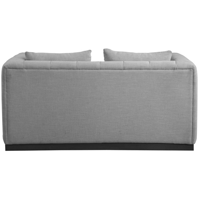 Meridian Lucia Grey Linen Textured Fabric Loveseat IMAGE 3