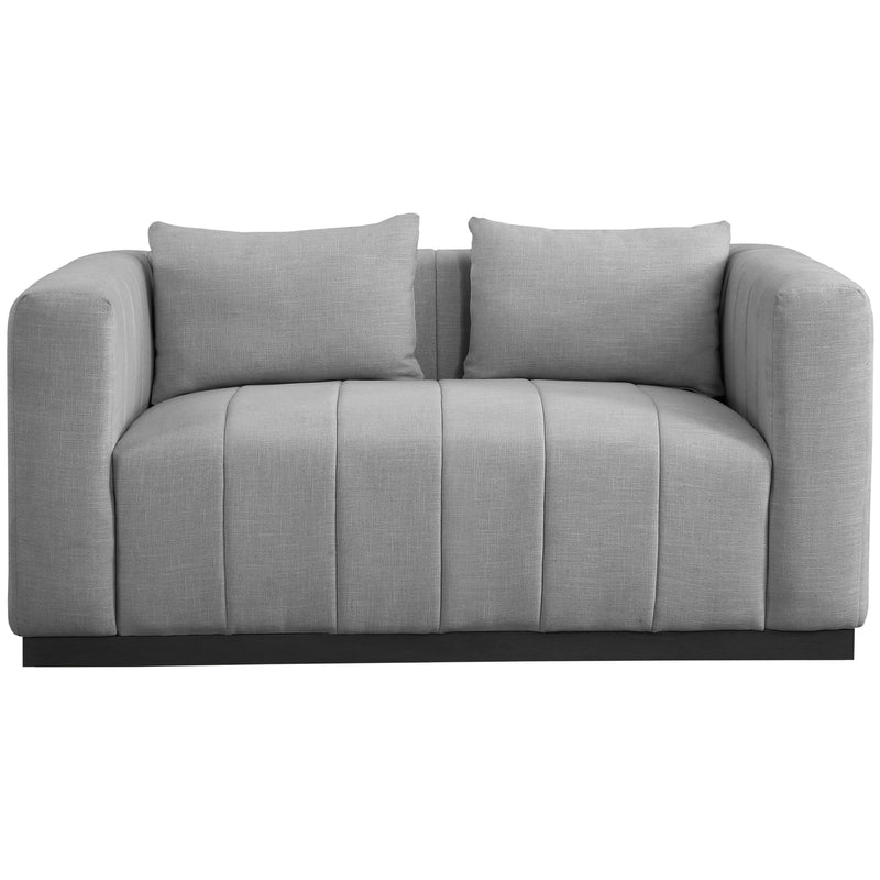 Meridian Lucia Grey Linen Textured Fabric Loveseat IMAGE 4