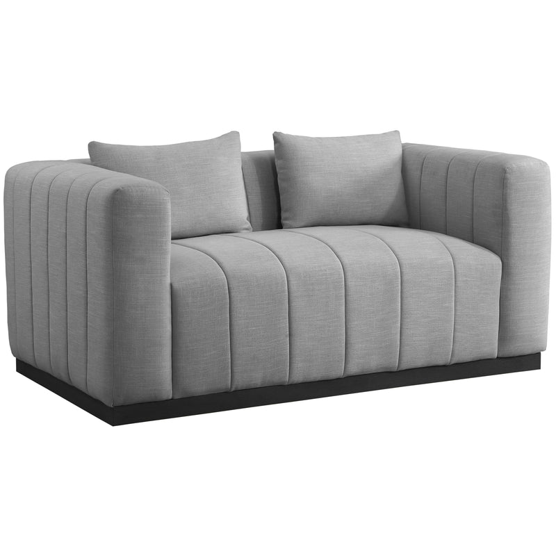 Meridian Lucia Grey Linen Textured Fabric Loveseat IMAGE 8