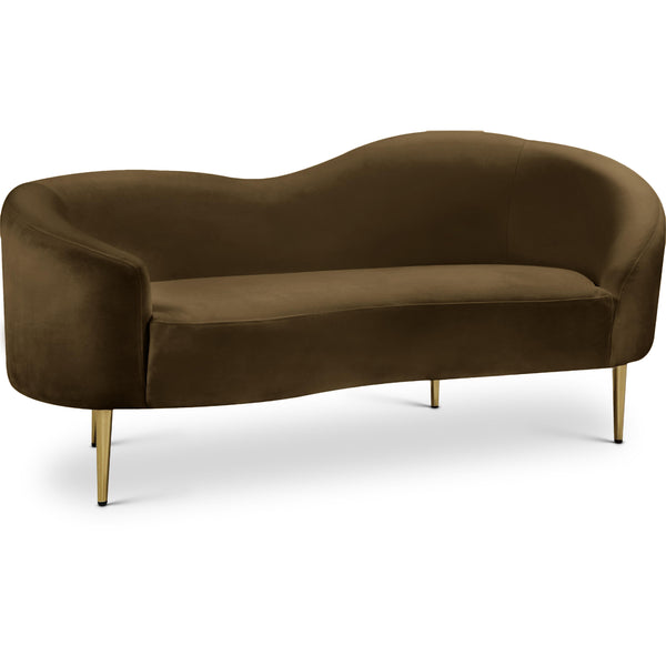 Meridian Ritz Brown Velvet Loveseat IMAGE 1