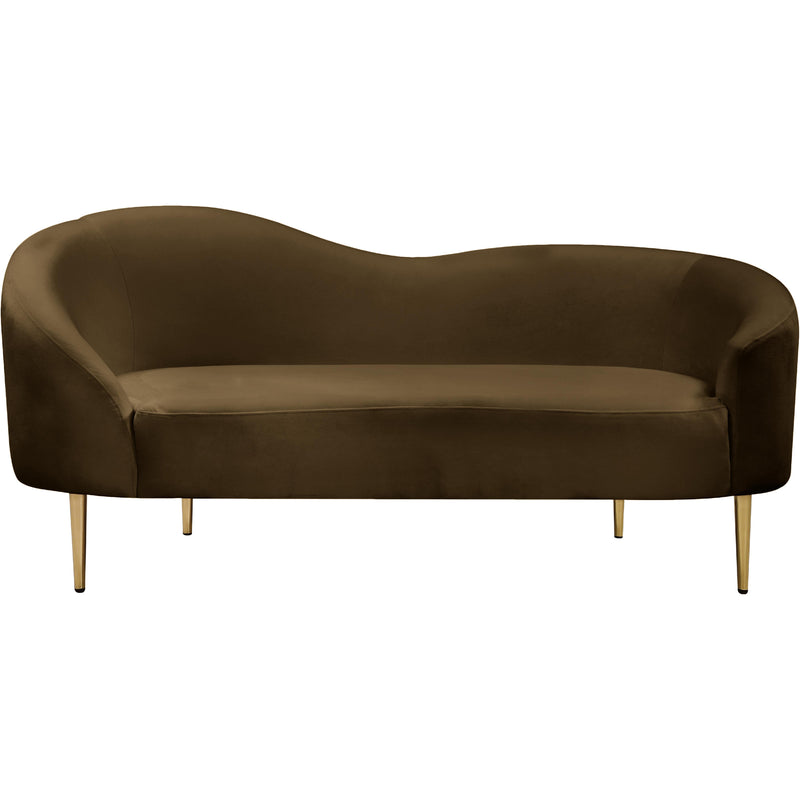 Meridian Ritz Brown Velvet Loveseat IMAGE 3