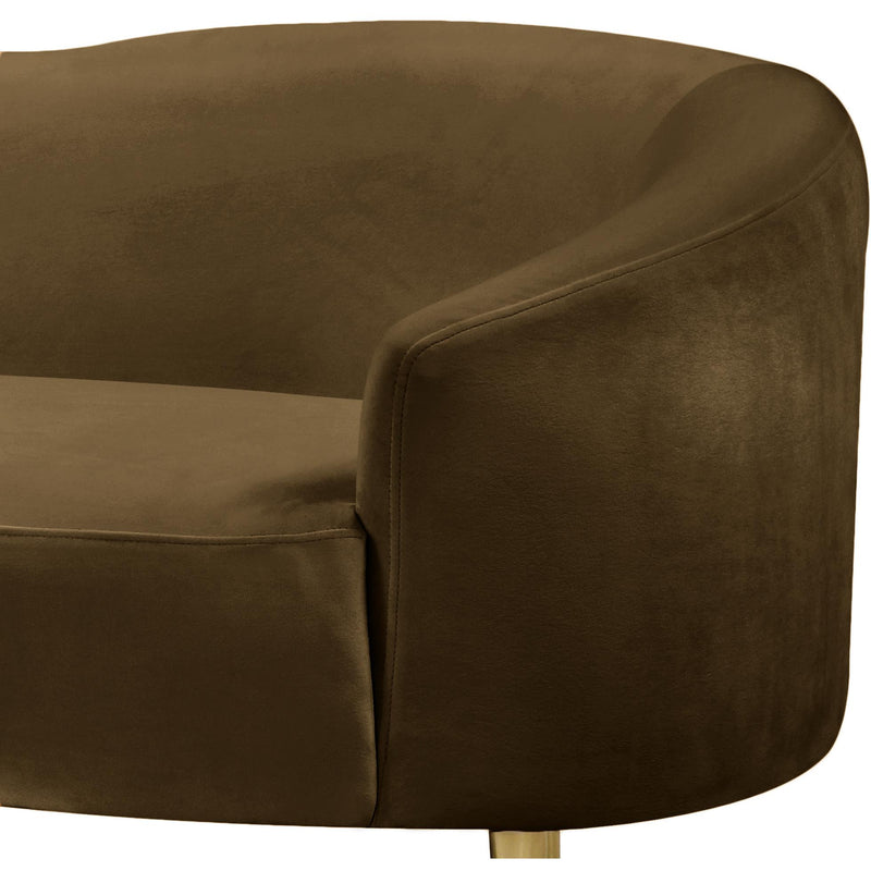 Meridian Ritz Brown Velvet Loveseat IMAGE 5