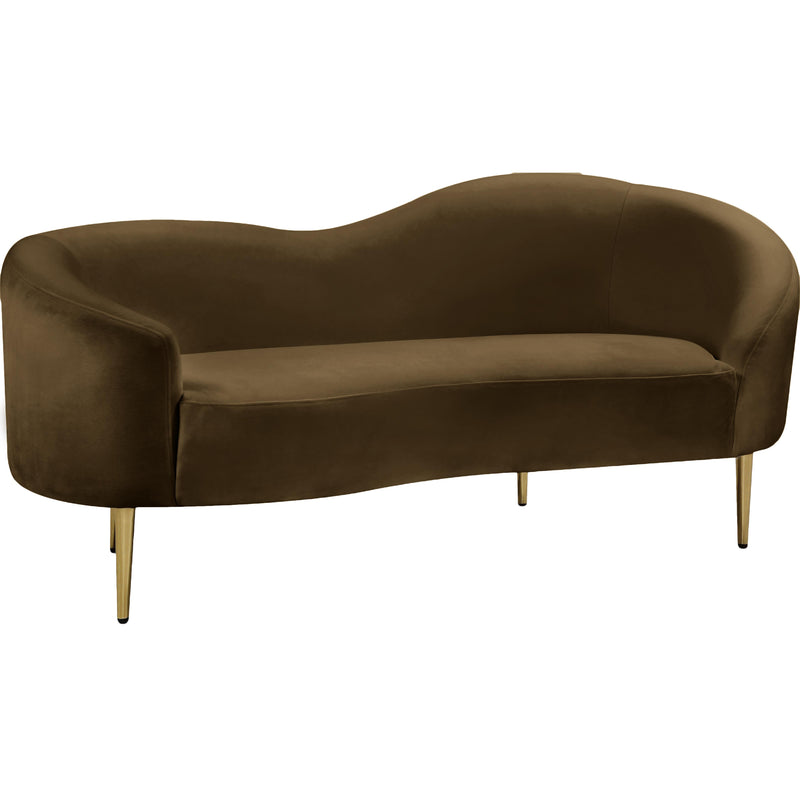 Meridian Ritz Brown Velvet Loveseat IMAGE 6