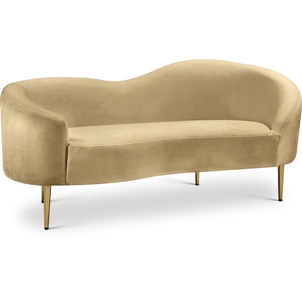 Meridian Ritz Camel Velvet Loveseat IMAGE 1