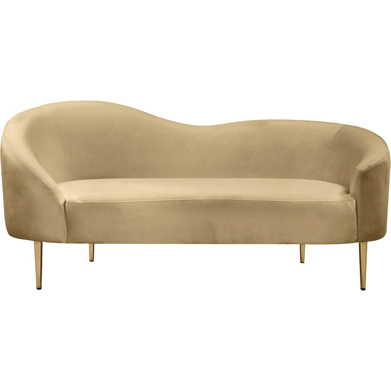 Meridian Ritz Camel Velvet Loveseat IMAGE 3