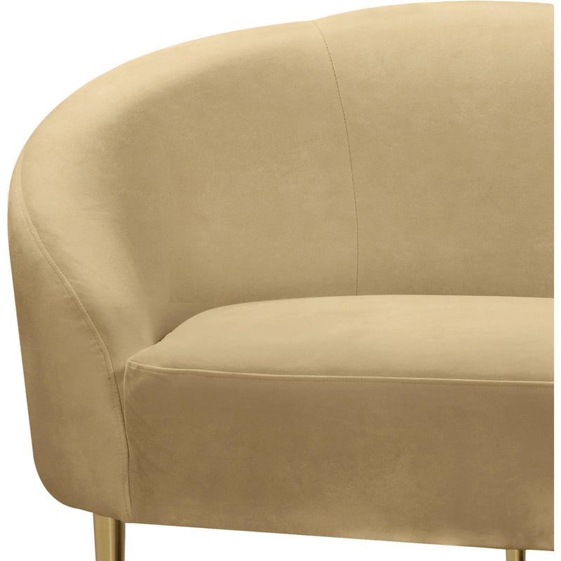 Meridian Ritz Camel Velvet Loveseat IMAGE 4