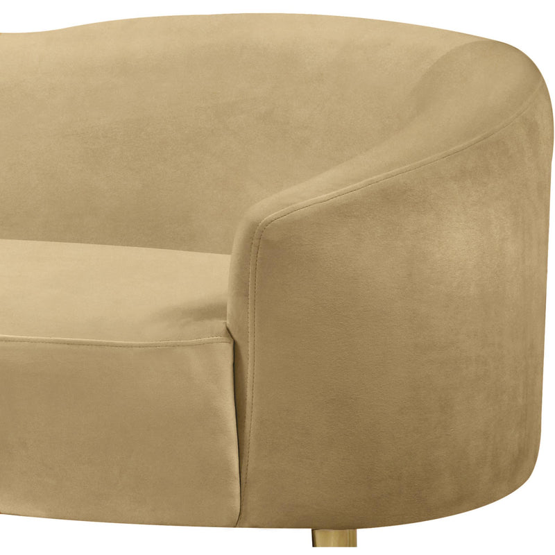 Meridian Ritz Camel Velvet Loveseat IMAGE 5