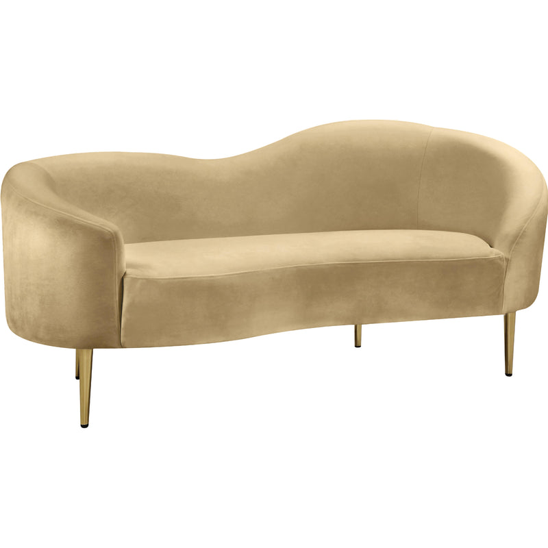 Meridian Ritz Camel Velvet Loveseat IMAGE 6