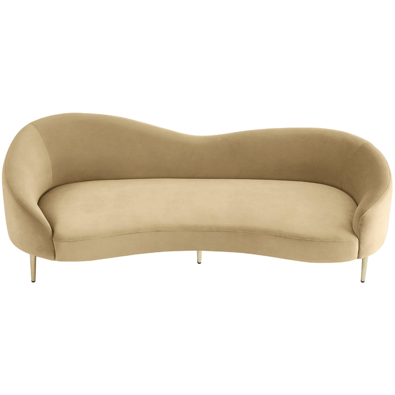 Meridian Ritz Camel Velvet Sofa IMAGE 4