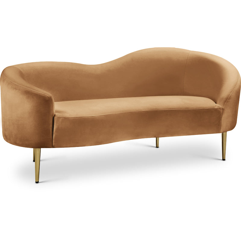 Meridian Ritz Saddle Velvet Loveseat IMAGE 1