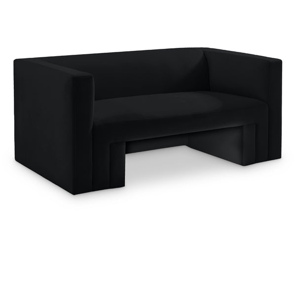 Meridian Henson Black Velvet Loveseat IMAGE 1