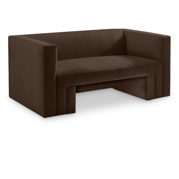 Meridian Henson Brown Velvet Loveseat IMAGE 1